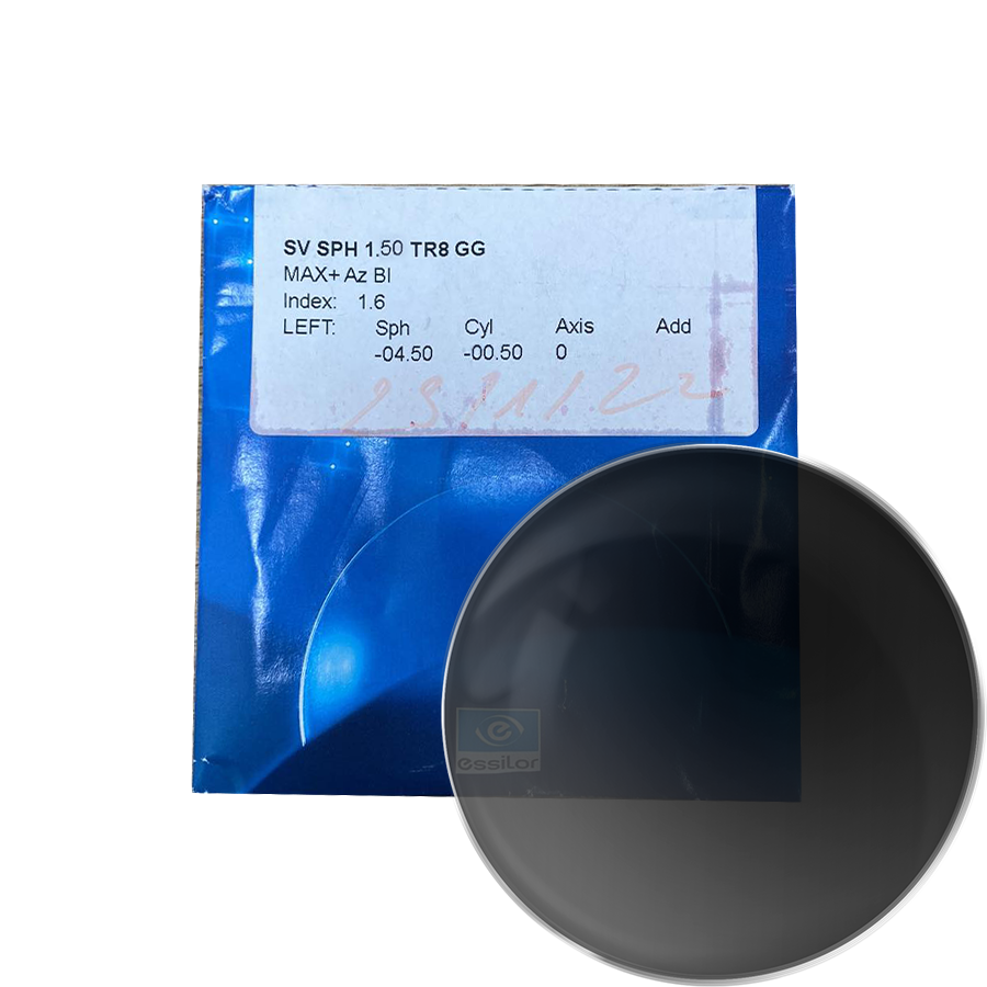 Tròng Đổi Màu Essilor Transition Gen 8 1.50 SPH Màu Khói/Xanh Graphite