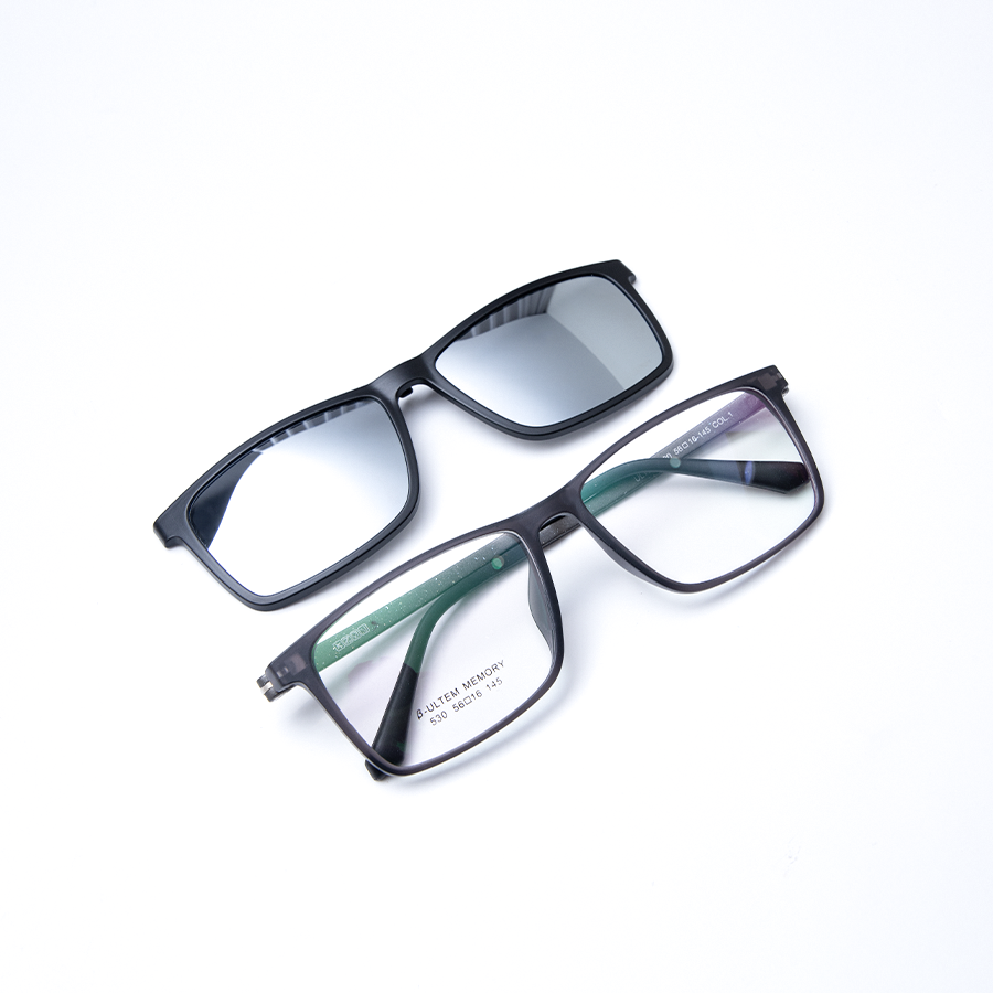 GỌNG KÍNH RÂM CẬN 2IN1 ULTEM 530 GỌNG XÁM MẮT BẠC