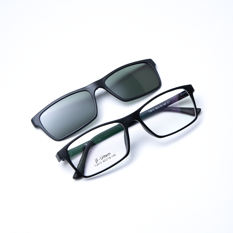 GỌNG KÍNH RÂM CẬN 2IN1 ULTEM TJ013 C1 GỌNG ĐEN MẮT ĐEN