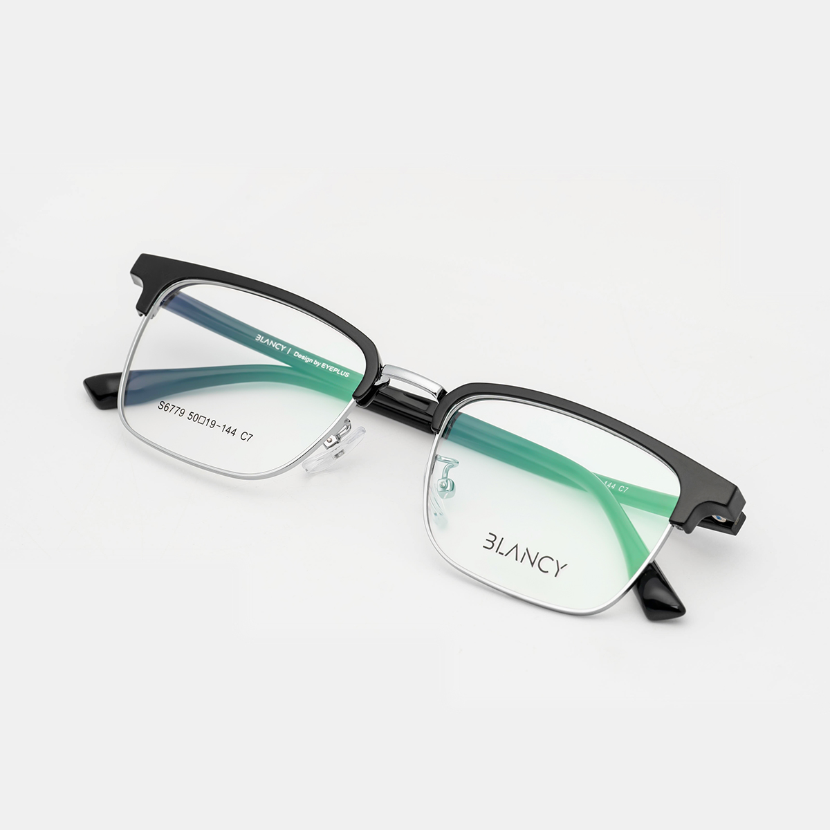 GỌNG KÍNH CẬN BLANCY 6779 C7 ĐEN BÓNG VIỀN BẠC