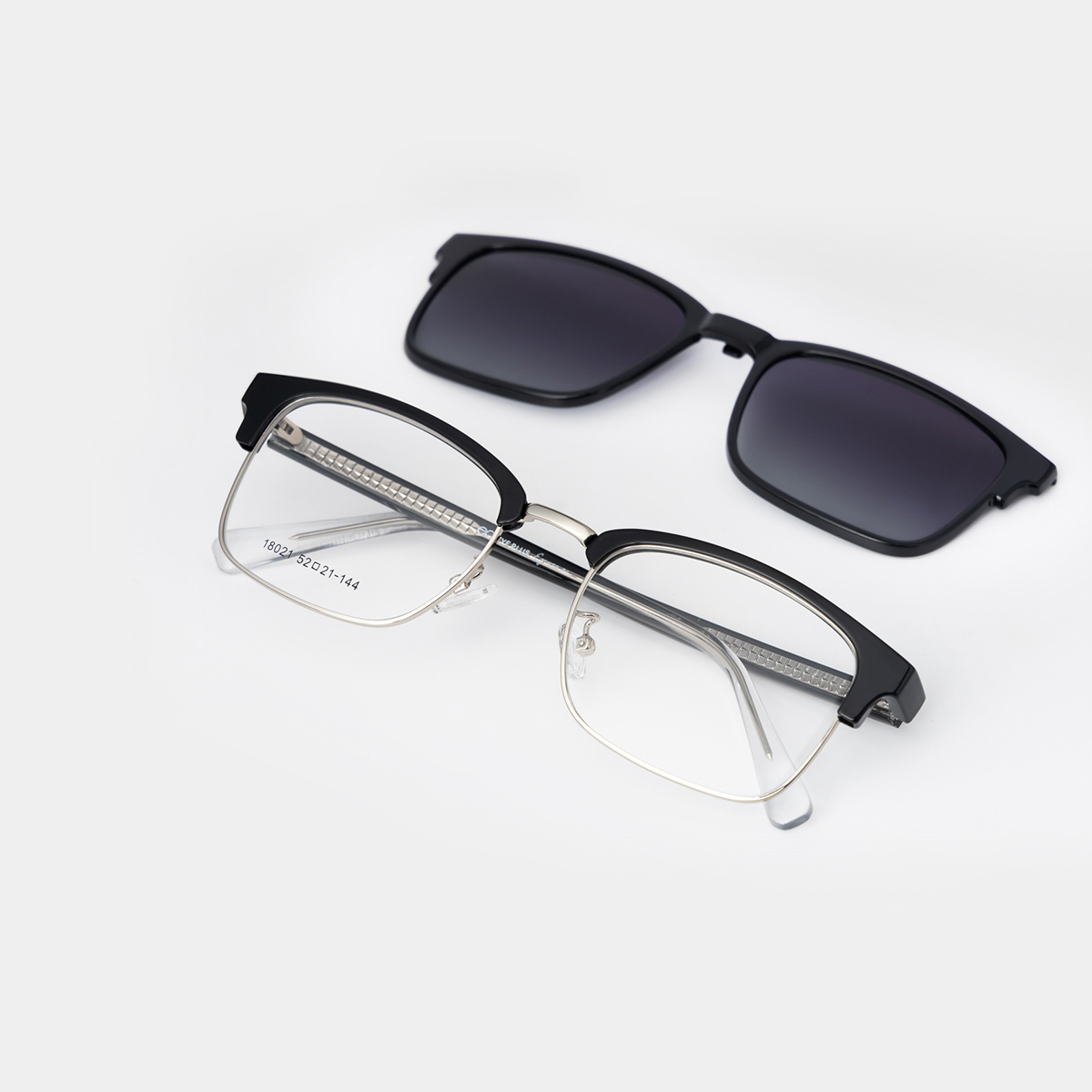 GỌNG KÍNH RÂM CẬN 2IN1 18021 C3 ĐEN BÓNG