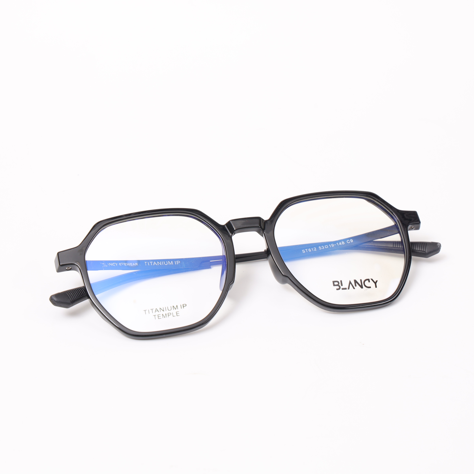 GỌNG KÍNH CẬN BLANCY NHỰA CAO CẤP ĐA GIÁC 612 C9 ĐEN BÓNG