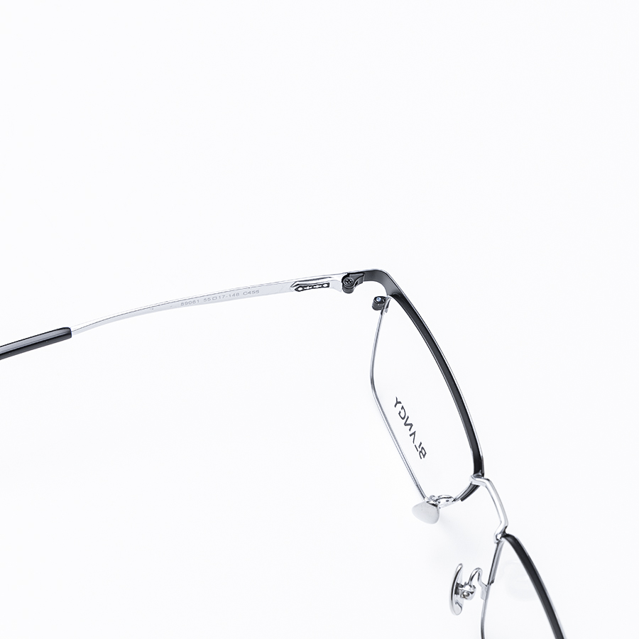 GỌNG KÍNH CẬN BLANCY DÁNG CLUB MASTER TITANIUM 89061 C455 ĐEN VIỀN BẠC