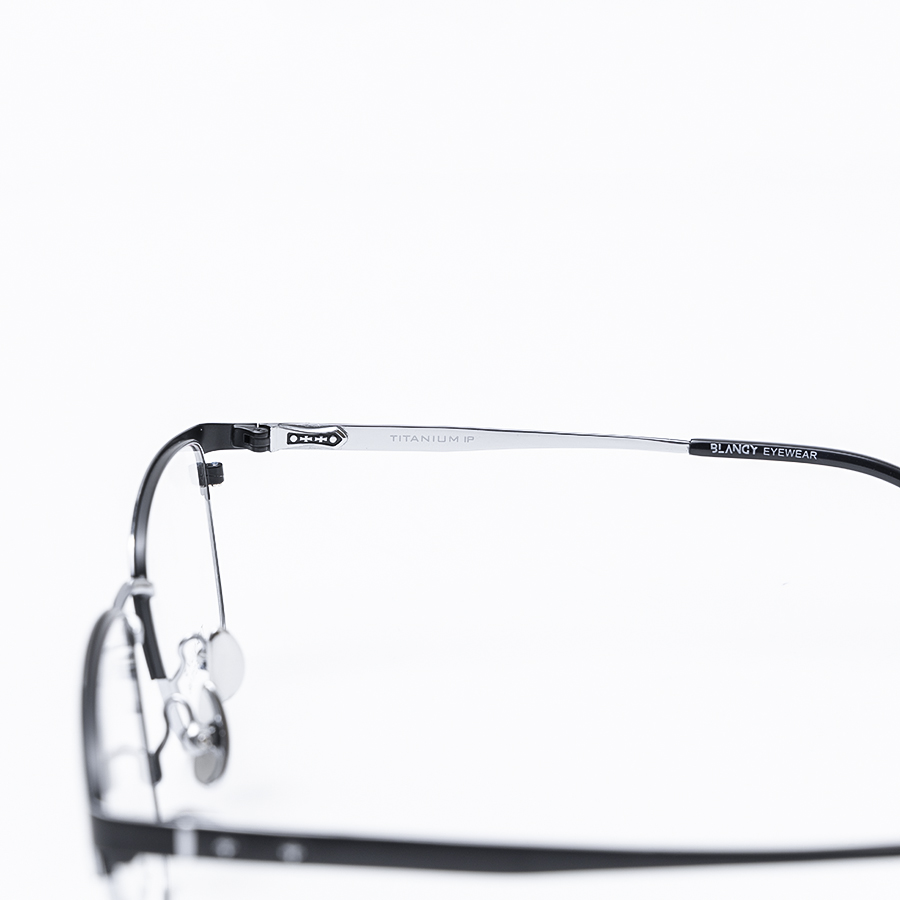GỌNG KÍNH CẬN BLANCY DÁNG CLUB MASTER TITANIUM 89061 C455 ĐEN VIỀN BẠC