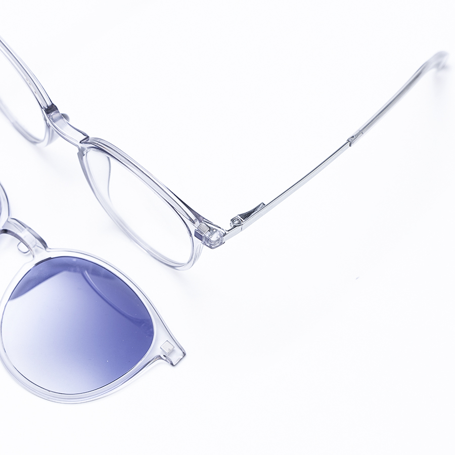 GỌNG KÍNH RÂM CẬN 2IN1 ULTEM 2186 C2 GỌNG XÁM MẮT XANH 2LINE