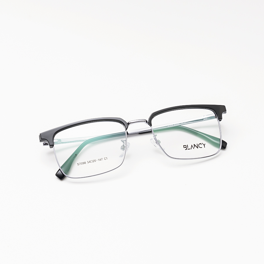 GỌNG KÍNH CẬN BLANCY DÁNG CLUB MASTER 7098 C1 ĐEN BÓNG V BẠC
