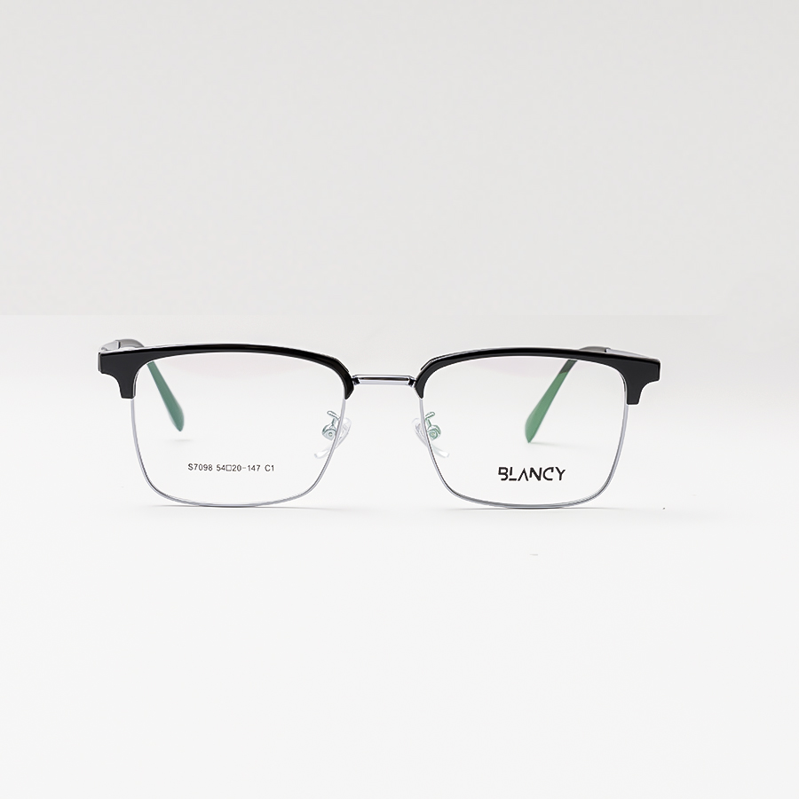GỌNG KÍNH CẬN BLANCY DÁNG CLUB MASTER 7098 C1 ĐEN BÓNG V BẠC