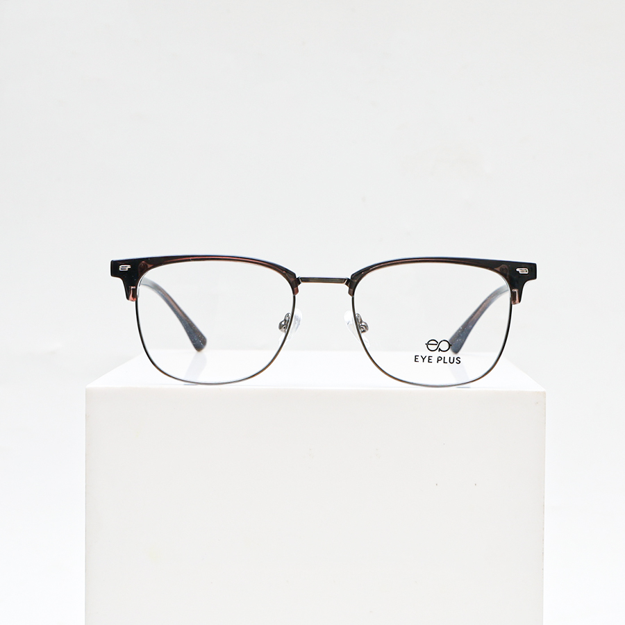 GỌNG KÍNH CẬN EYEPLUS DÁNG CLUB MASTER 70573 C5 NÂU VIỀN GHI