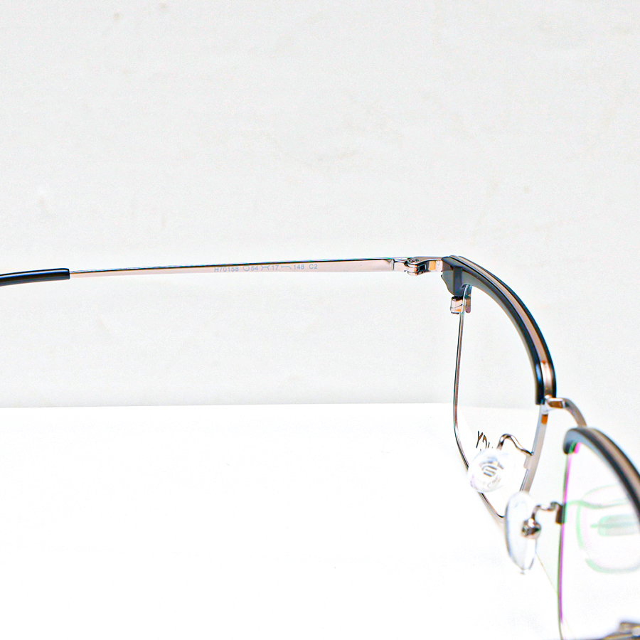 GỌNG KÍNH CẬN BLANCY DÁNG CLUB MASTER 70158 C2 ĐEN BÓNG VIỀN GHI