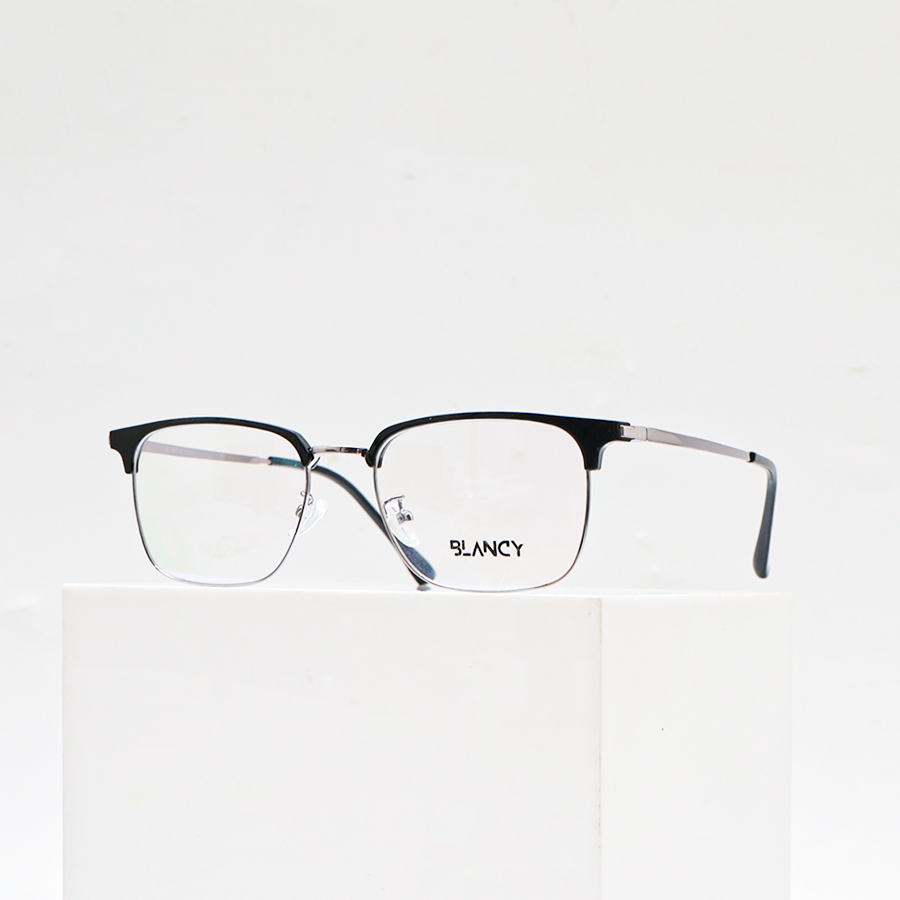 GỌNG KÍNH CẬN BLANCY DÁNG CLUB MASTER 9977 C7 ĐEN BÓNG VIỀN GHI