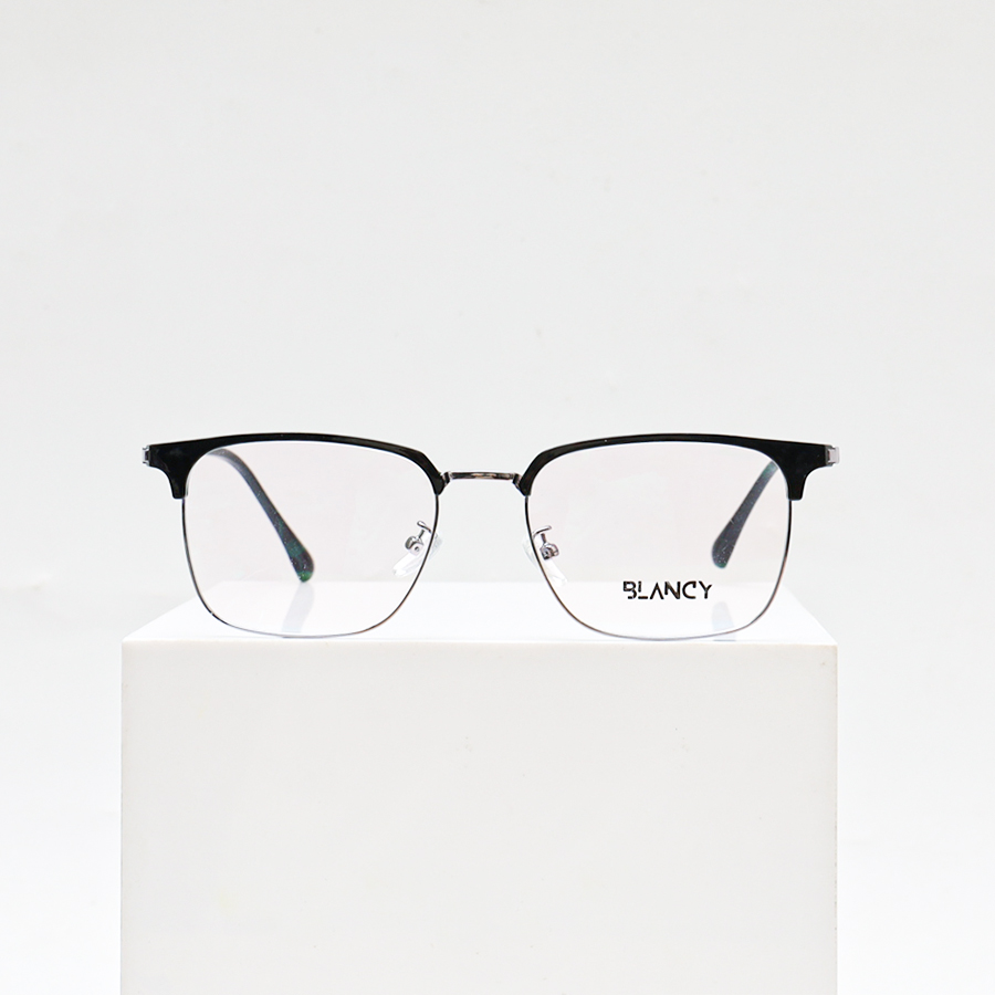 GỌNG KÍNH CẬN BLANCY DÁNG CLUB MASTER 9977 C7 ĐEN BÓNG VIỀN GHI