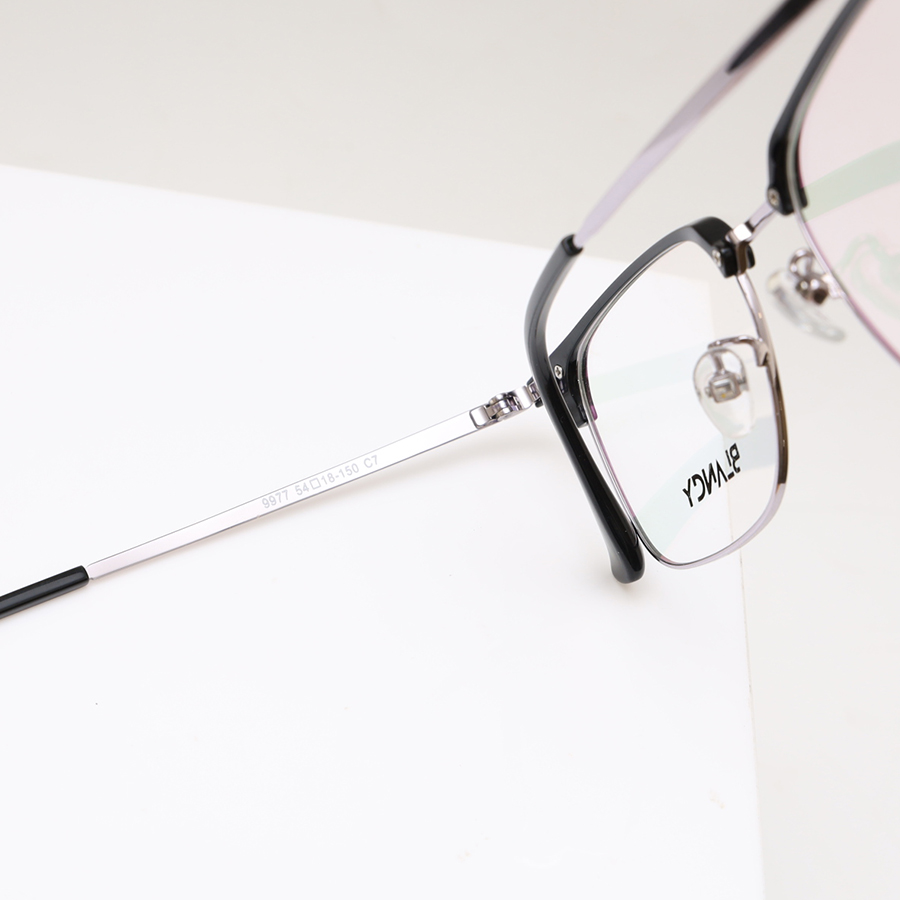 GỌNG KÍNH CẬN BLANCY DÁNG CLUB MASTER 9977 C7 ĐEN BÓNG VIỀN GHI