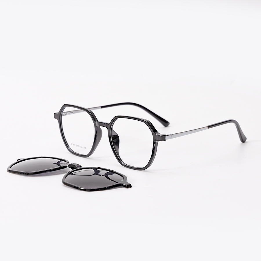 GỌNG KÍNH RÂM CẬN 2IN1 ULTEM 2187 C1 GỌNG ĐEN MẮT ĐEN