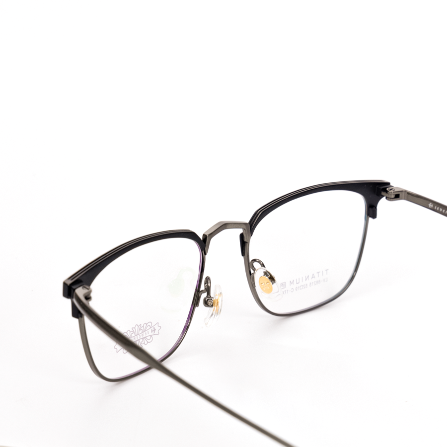 GỌNG KÍNH TITAN CAO CẤP DÁNG CLUB MASTER 88215 C17 GHI ĐEN