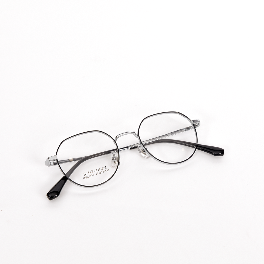 GỌNG KÍNH CẬN KIM LOẠI CAO CẤP MSL 036 C6 BẠC VIỀN ĐEN