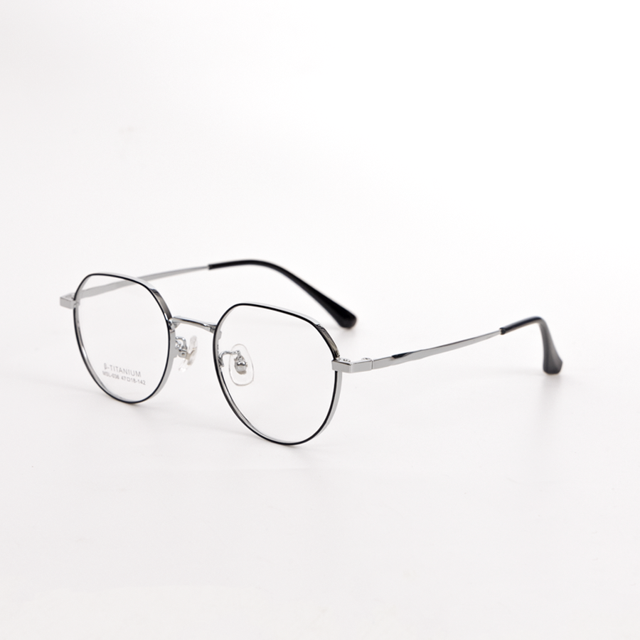 GỌNG KÍNH CẬN KIM LOẠI CAO CẤP MSL 036 C6 BẠC VIỀN ĐEN