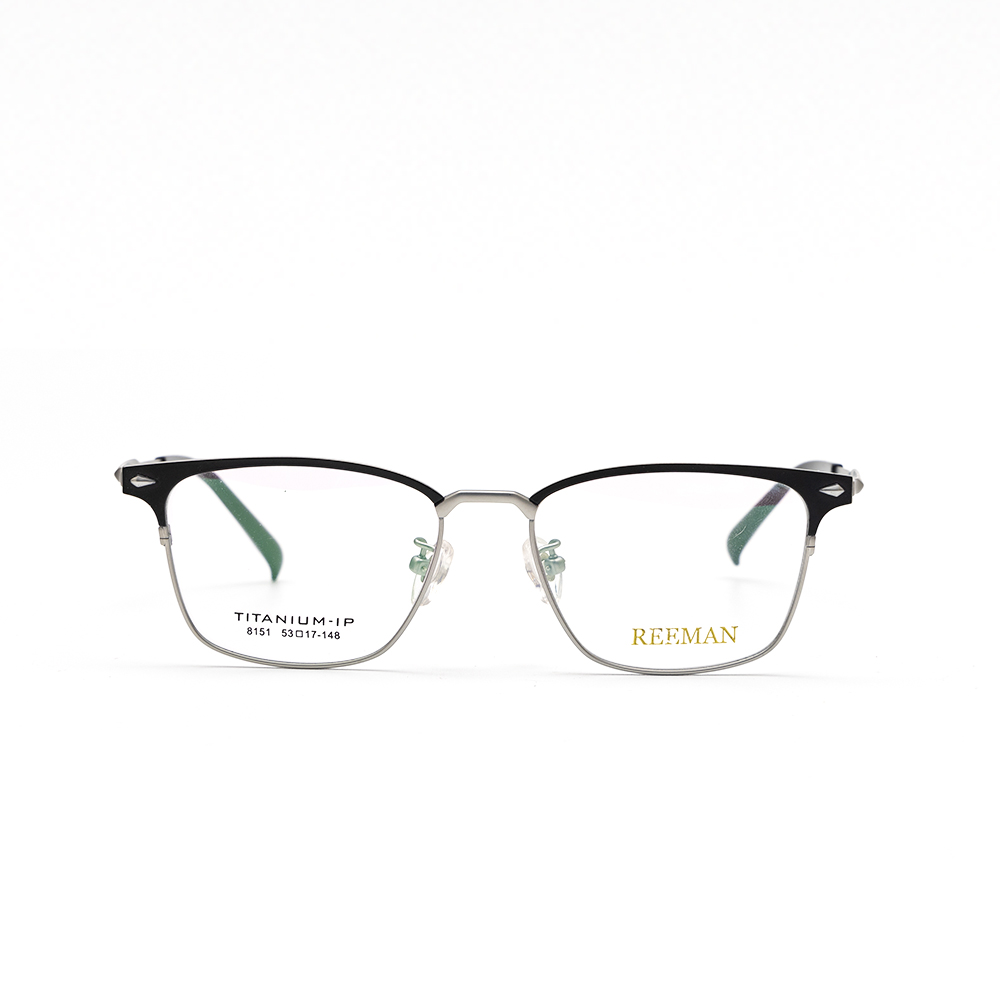 GỌNG KÍNH TITAN REEMAM DÁNG CLUB MASTER 8151 C12 ĐEN VIỀN BẠC