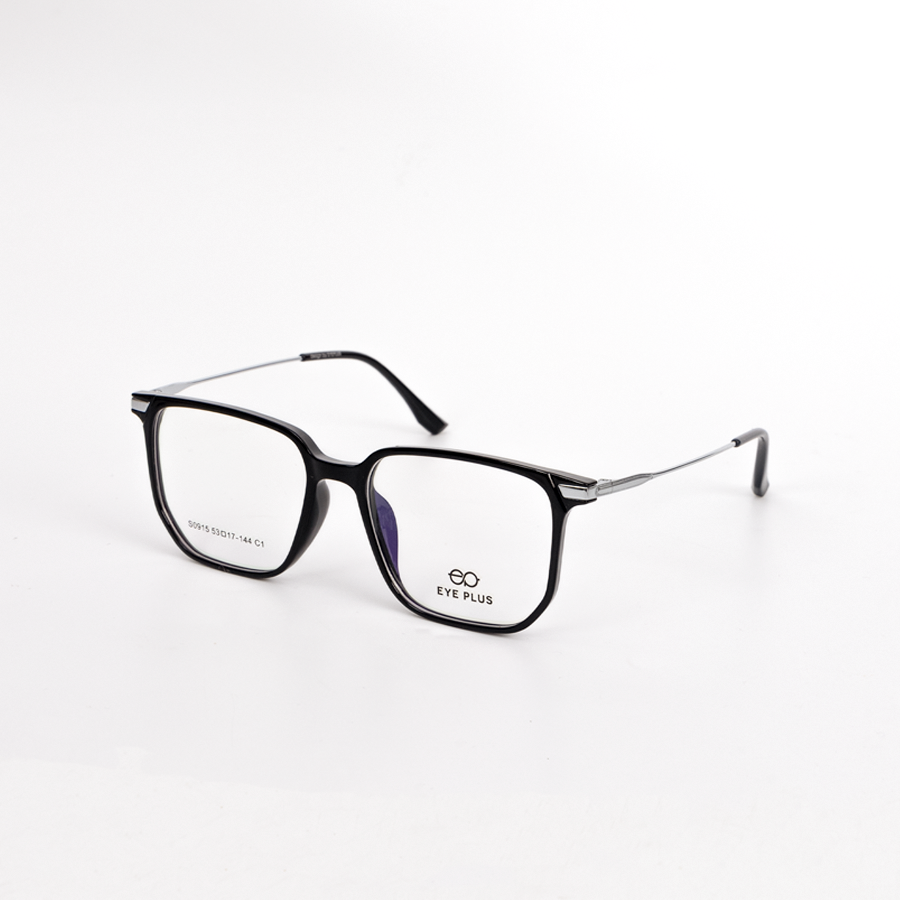 GỌNG KÍNH CẬN NHỰA PHỐI KIM LOẠI CAO CẤP EYEPLUS 0915 C1 ĐEN BÓNG