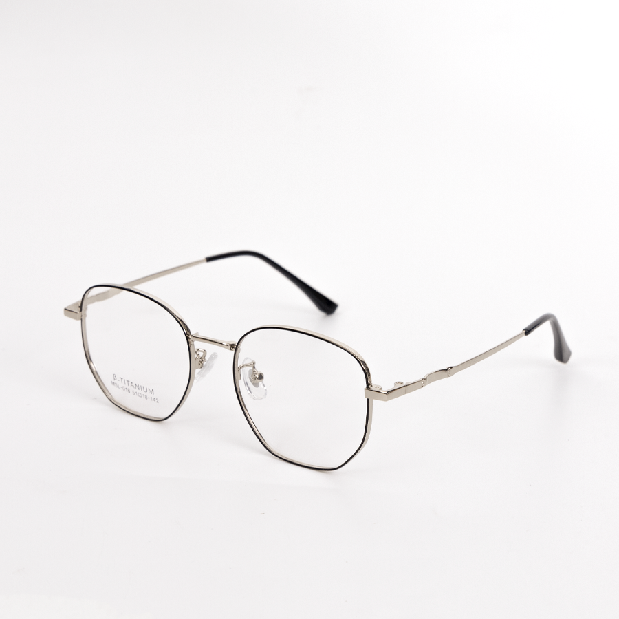 GỌNG KÍNH CẬN KIM LOẠI CAO CẤP MSL 018 C6 BẠC VIỀN ĐEN