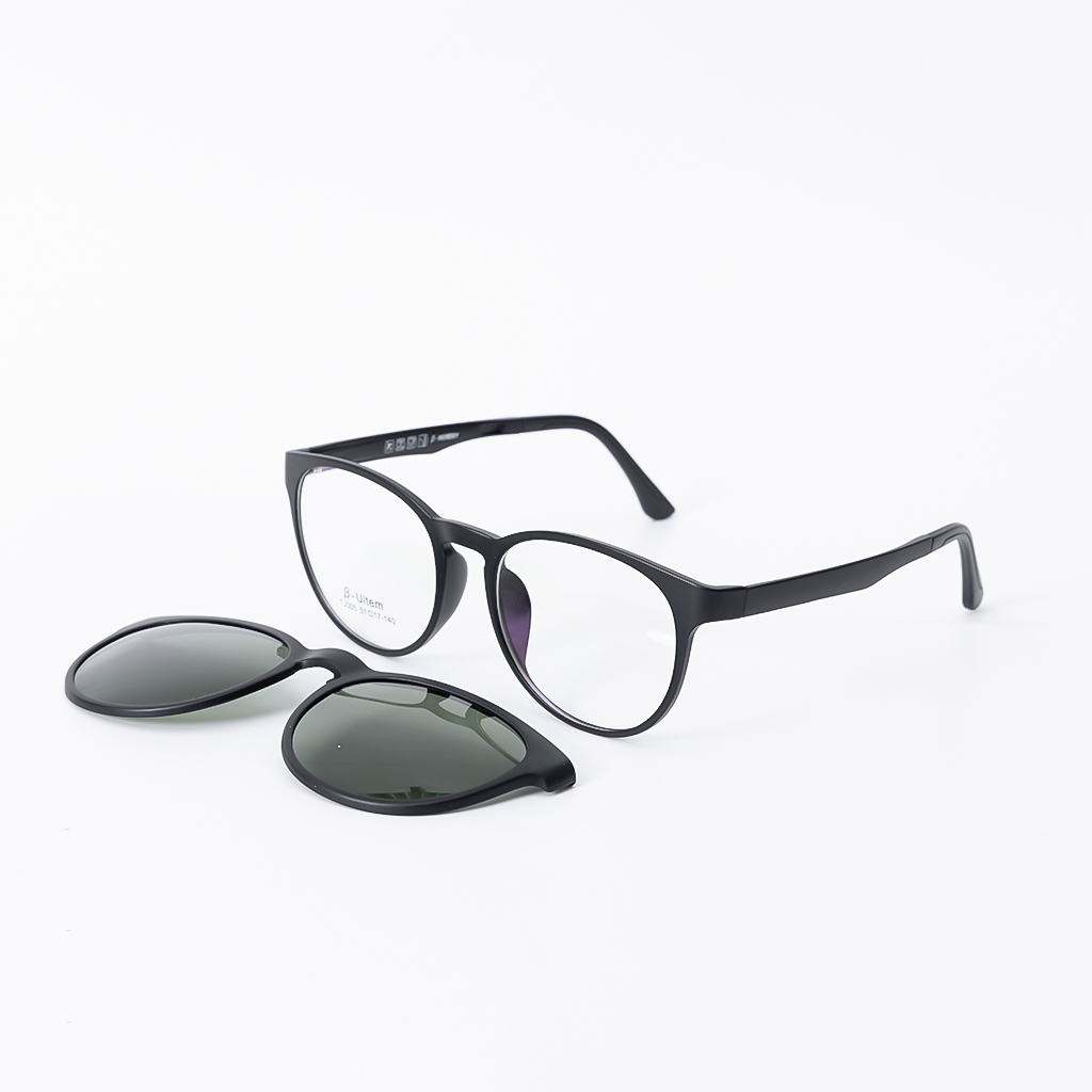 GỌNG KÍNH RÂM CẬN 2IN1 ULTEM 005 C1 GỌNG ĐEN MẮT ĐEN